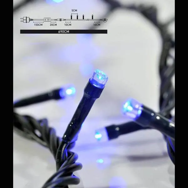 Σειρά 100 LED μπλε φωτάκια 5 μέτρων πράσινο καλώδιο