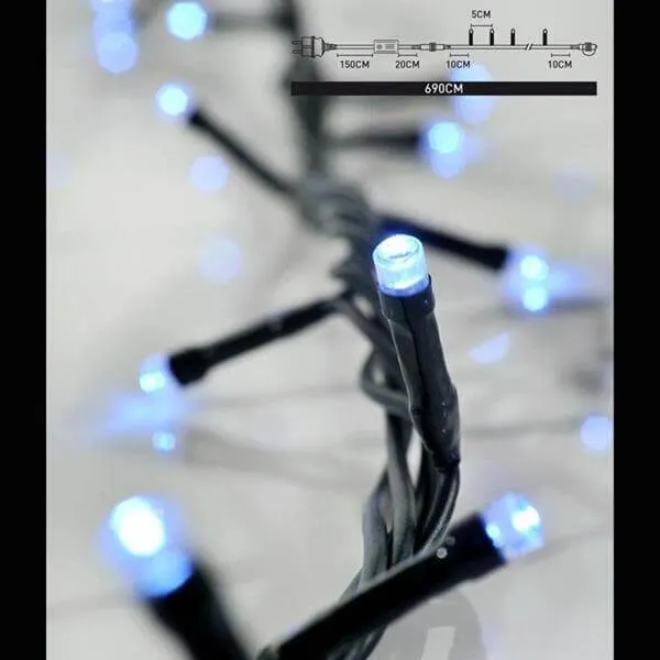 Σειρά 100 LED 5 μέτρων με πράσινο καλώδιο, ψυχρό λευκό