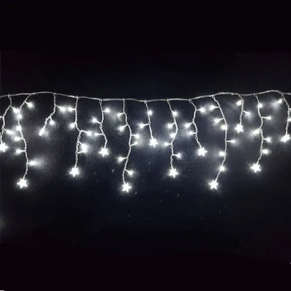 Κουρτίνα βροχή 100 LED με 10 αστέρια, 2 μέτρα