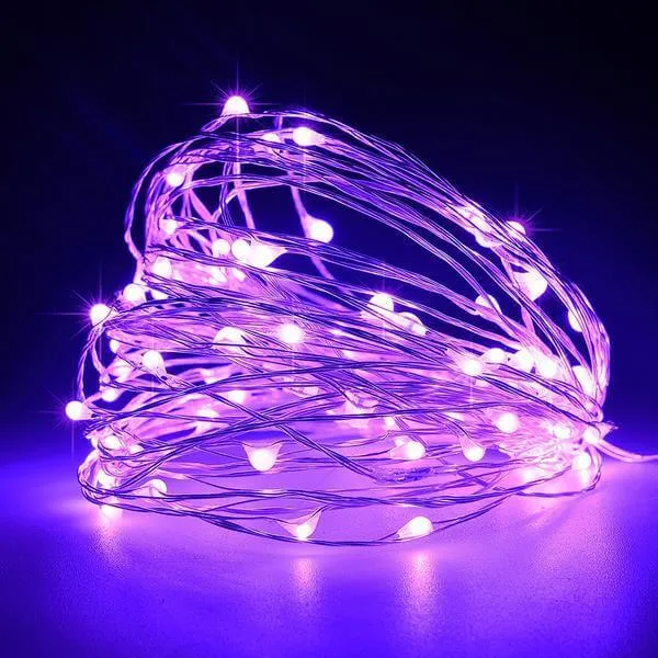 Σειρά 100 LED 10 μ. μωβ, ασημί καλώδιο χαλκού