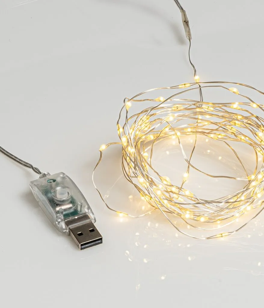 Σειρά 100 LED 5 m USB θερμό λευκό χαλκός