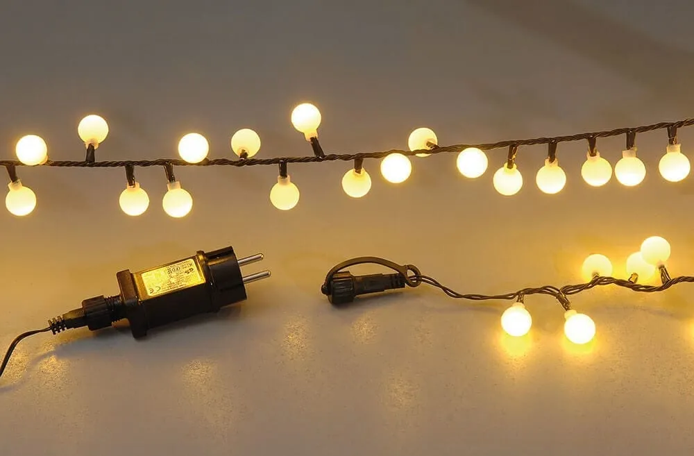 Σειρά 100 LED με μπάλες 5 μέτρα θερμό λευκό