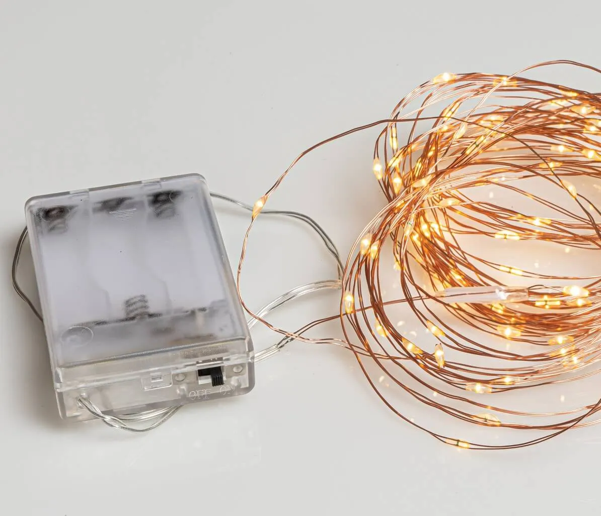 Σειρά μπαταρίας 100 LED, 10 μέτρα, χαλκός