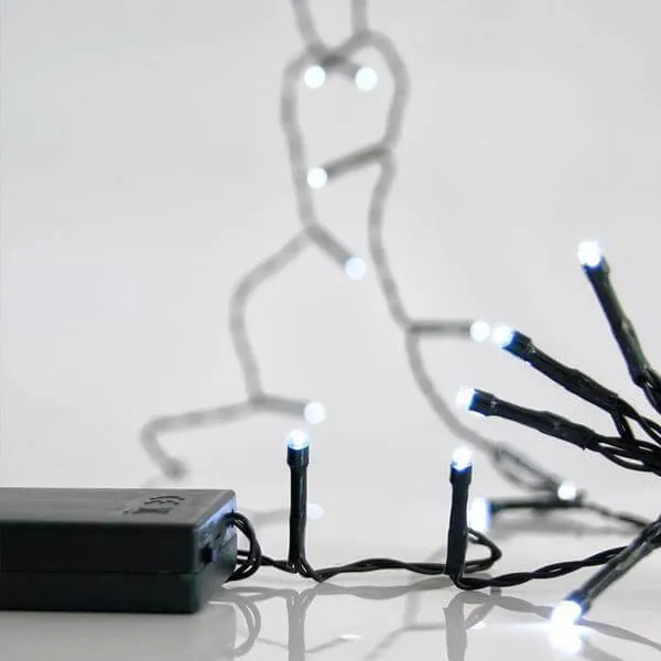 Σειρά 20 LED μπαταρίας 2 m ψυχρό λευκό