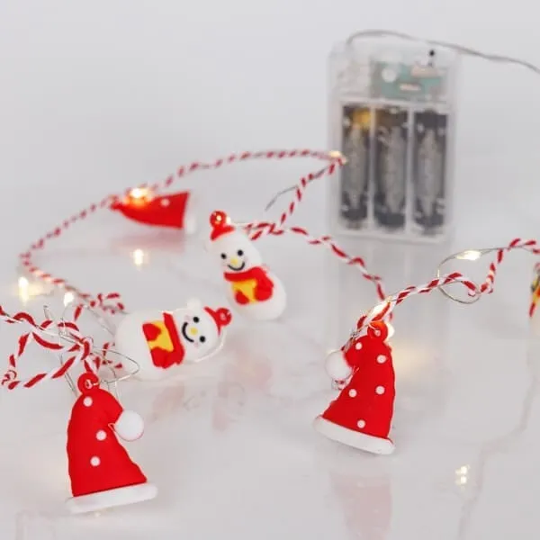 Σειρά 20 LED μπαταρίας με Σκούφους και Χιονάνθρωπους 1,9 m