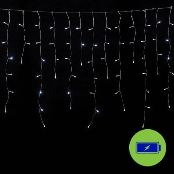Κουρτίνα βροχή 200 LED μπαταρίας 4 μέτρα ψυχρό λευκό
