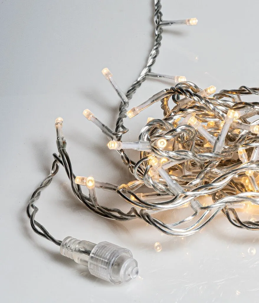 Σειρά 35 LED θερμού λευκού με διάφανο καλώδιο 1,75 μ.