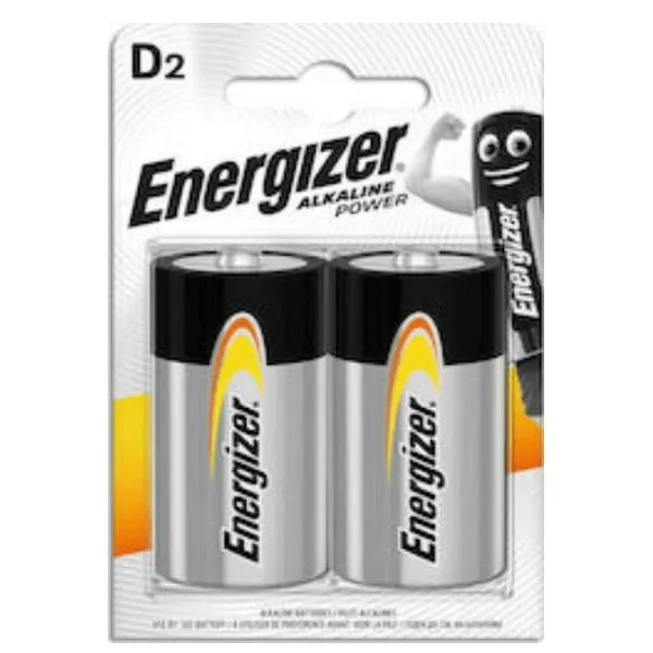 Μπαταρίες Energizer D αλκαλικές, σετ 2 τεμαχίων