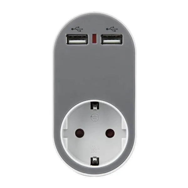 Αντάπτορας μιας θέσης σούκο με δύο USB