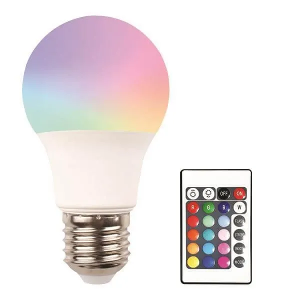Λάμπα LED E27 9W με τηλεχειριστήριο RGBW