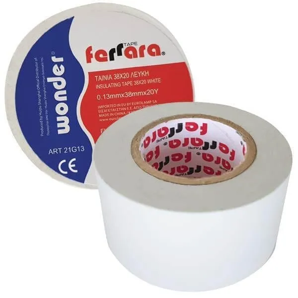 Μονωτική Ταινία PVC Λευκή 38mm x 20m