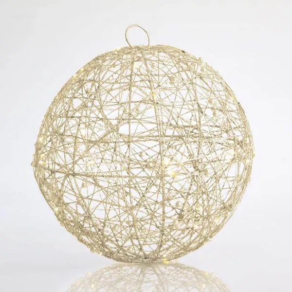 Φωτιζόμενη μπάλα σαμπανί glitter 30 cm, 30 LED