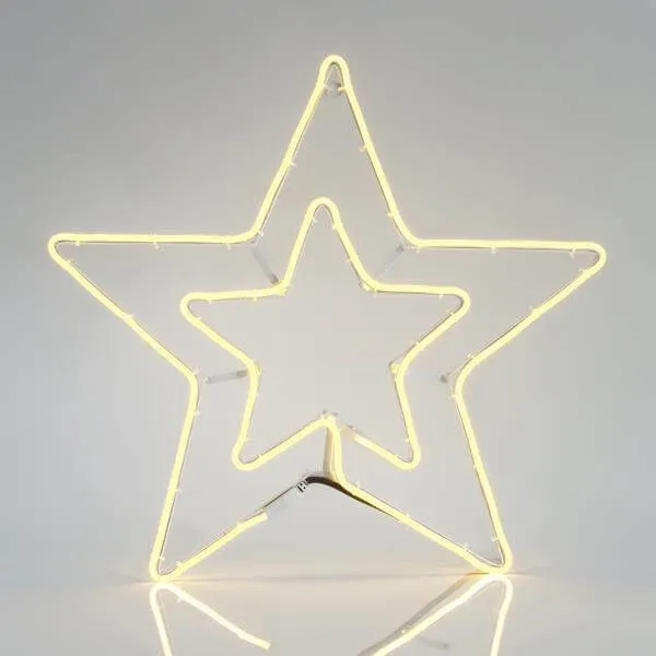Φωτοσωλήνας NEON LED Αστέρι Διπλό 58x56 cm Εξωτερικού Χώρου Θερμό Λευκό