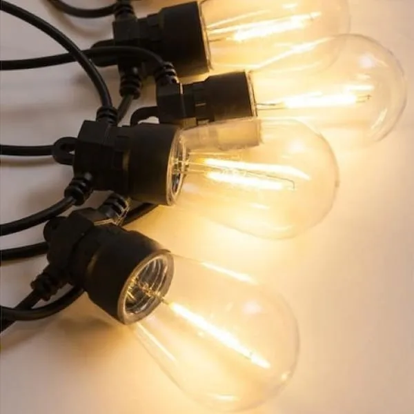 Γιρλάντα Eurolamp με 10 λάμπες S14 σε μαύρο καλώδιο, 5 μέτρα