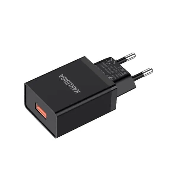 Φορτιστής τοίχου USB-A μονή θύρα μαύρος