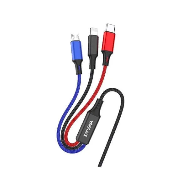 Καλώδιο USB-A 3σε1 για USB-C, Lightning και micro USB, 1.2μ