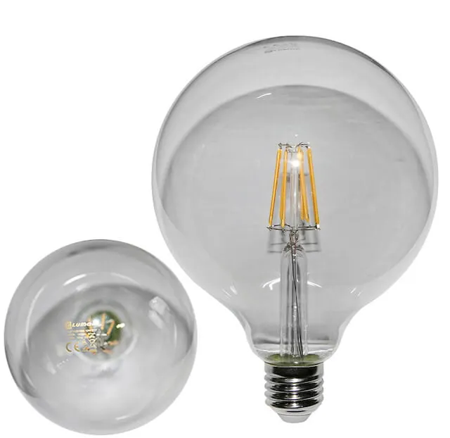 Λάμπα Filament Globe Φ125 διάφανη σφαίρα E27 10W θερμό φως