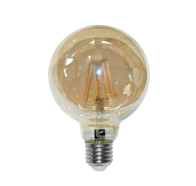 Λάμπα Filament Globe Φ95 E27 6W θερμό μελί