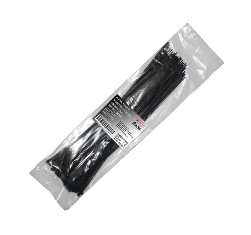 Δεματικά καλωδίων μαύρα 36,8 cm — 100 τεμάχια