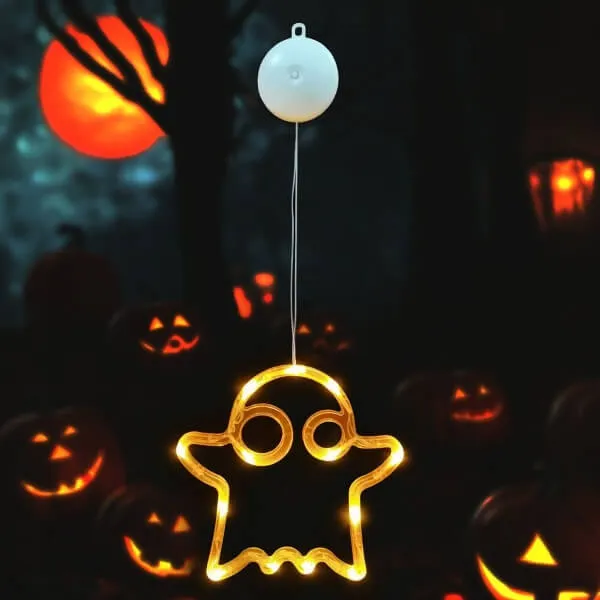 Modee Διακοσμητικό Παραθύρου Halloween Φάντασμα, 12 LED, 20×20(h) cm, IP20, Θερμό Λευκό (Warm white)
