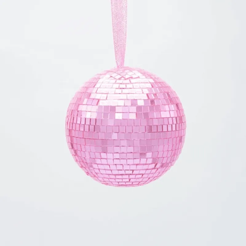 Μπάλα disco ροζ για το χριστουγεννιάτικο δέντρο, 10 cm