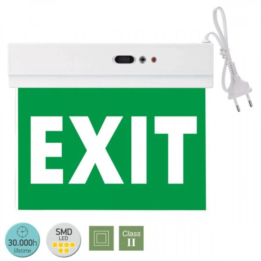 Φωτιστικό ασφαλείας EXIT επαναφορτιζόμενο 3W
