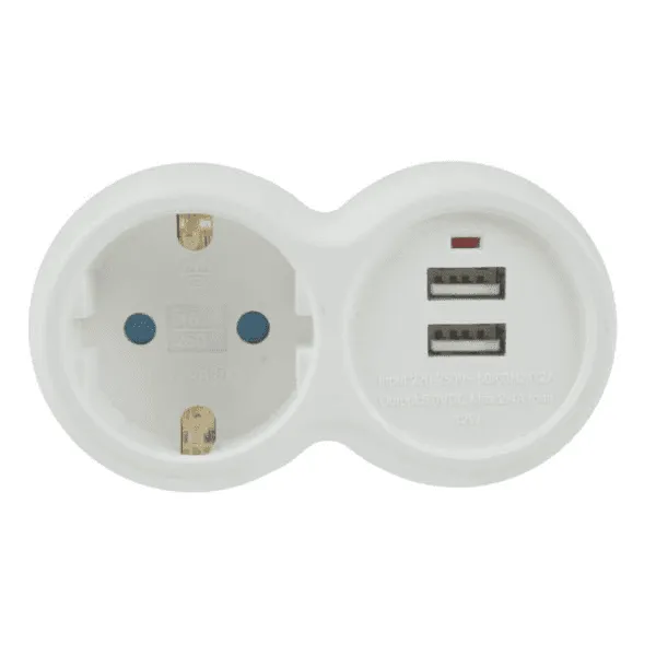 Αντάπτορας μιας θέσης Σούκο με δύο USB