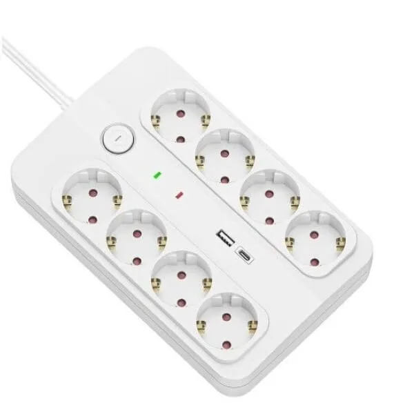 Πολύπριζο 8 θέσεων με USB-A και USB-C
