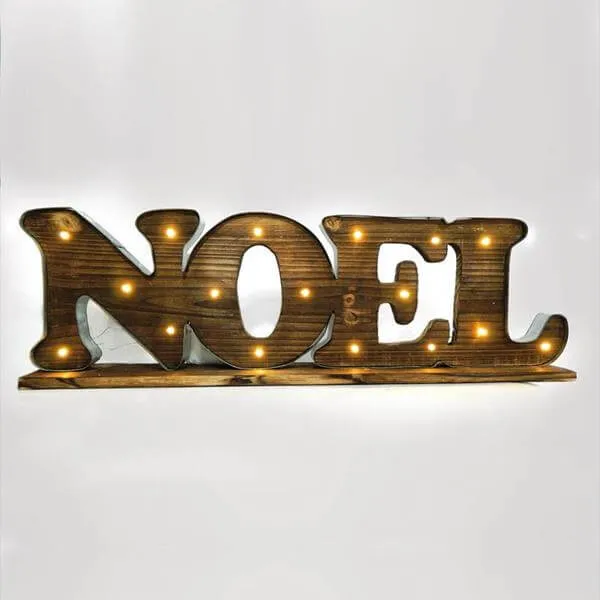 Επιγραφή NOEL ξύλινη με 17 LED μπαταρίας