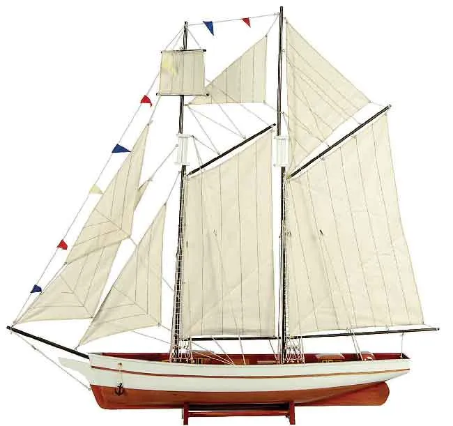 Ξύλινο καράβι παραδοσιακό λευκό-καφέ 90cm